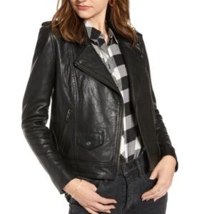Treasure & Bond Leather Motorcycle Jacket Black Size XS